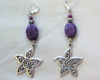 Star Flower Sugilite earrings - OOAK