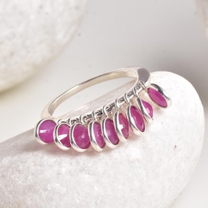 Certified Natural Ruby Dangle Ring, 925 Sterling Silver, Elegant Family Jewelry