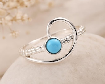 Anillo de plata de ley con piedra de nacimiento, delicado anillo minimalista apilable.