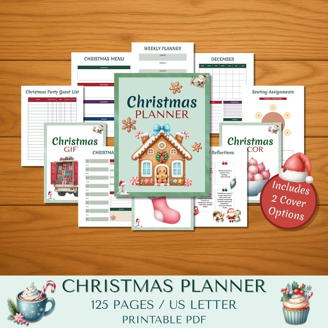 Christmas Planner Printable PDF | 125-page Holiday Organizer ...