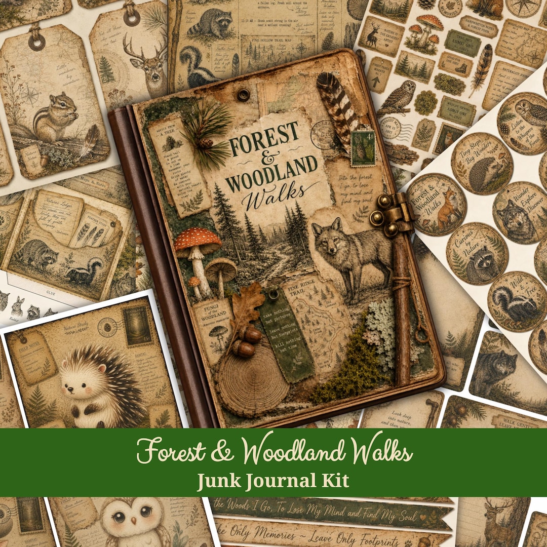Forest Woodland Junk Journal Kit | Nature Printable Ephemera | Vintage ...