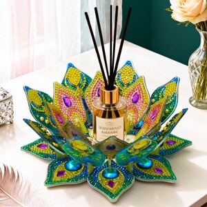 DIY diamantkonst lotus rökelsehållare, akryl ljushållare dekor, kristall meditationsgåva för kvinnor