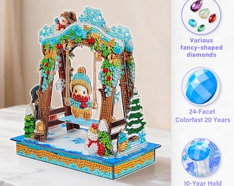 Acrylic DIY Diamond Painting Winter Figurine, Handmade Decoration, Christmas Table Ornament, Festive Gift
