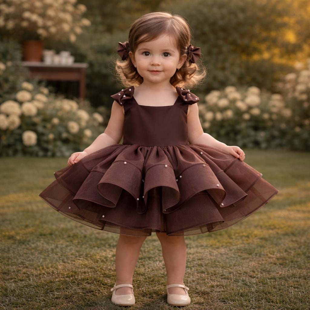 white christmas dresses Chocolate Brown Sleeve & Neck Gathered Dress main image 0