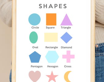 Shapes Poster Printable | Educational Wall Art for Kids | Classroom, Preschool & Homeschool Decor | Instant Download