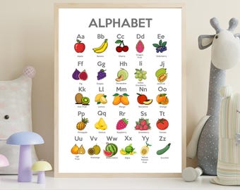 Fruit Alphabet Poster – Educational Kids Wall Art (Digital Download)