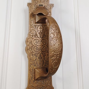 Antique Victorian Bronze Door Handle & Backplate Eastlake Home Cottage Farmhouse Decor Cottage Core Boho Escutcheon Door Hardware