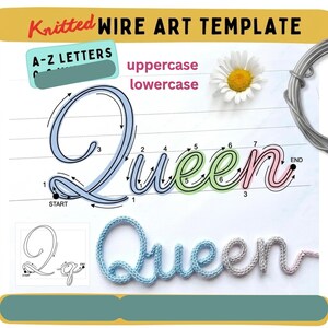 Knitted Wire Art Letter Template, Calligraphy , Uppercase & Lowercase Alphabet T, Instant Download PDF