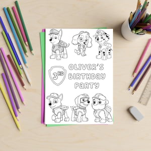 子犬をテーマにした誕生日ぬりえ | カスタマイズ可能な誕生日アクティビティ | 子犬パーティー | 編集可能なCanvaテンプレート 画像 4