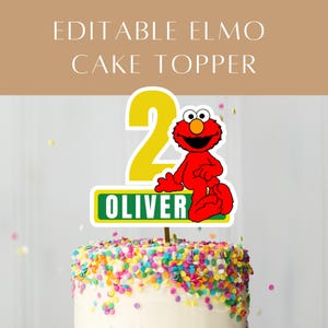 Customizable Red Puppet Monster Cake Topper | Printable Party Decor | Digital Download