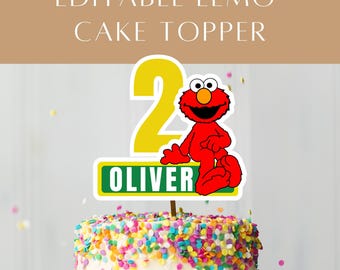 Customizable Red Puppet Monster Cake Topper | Printable Party Decor | Digital Download