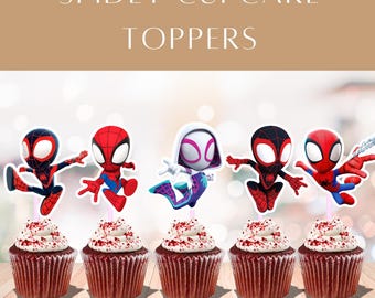 Topper per cupcake stampabili di Spidey / Spidey, Spin e Ghost Spider / Feste di compleanno per bambini