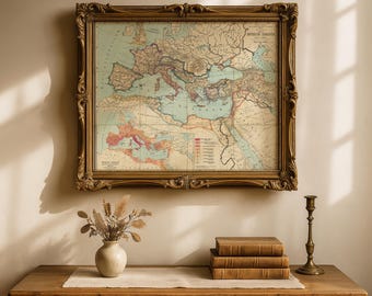 Vintage Roman Empire Map Print, Ancient History Wall Art, Antique Old World Map, Digital Download