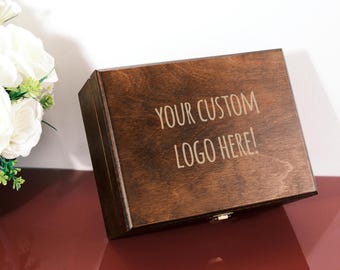 Wooden Keepsake Box with Custom Engraving, Personalized Walnut Color Birch Plywood Memory Box – Custom Logo Box, Wedding & Anniversary Gift