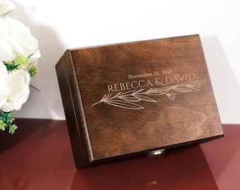 Personalized Wooden Keepsake Box – Engraved Wedding Memory Box