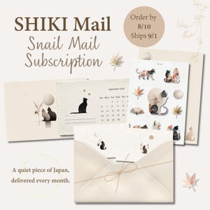 Suscripción a correo postal japonés, papelería japonesa mensual, set de papelería Washi, hecho en Japón, papelería con diseño de gatos, regalo para amigos por correspondencia.