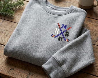 Rozanov And Hollander Hockey Embroidery Design Crossed Sticks Fan Gift