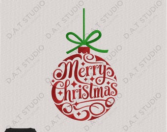 Merry Christmas Ornament Embroidery Design
