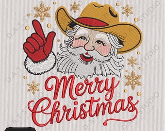 Cowboy Santa Merry Christmas Embroidery Design