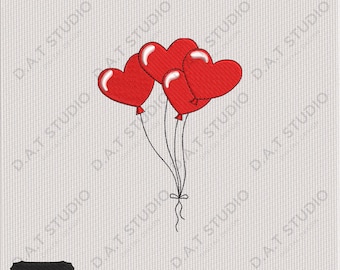 Heart Balloon Embroidery Design Love Valentine Machine File