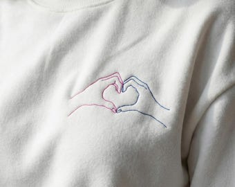 Heart Hands Line Art Embroidery Design, LGBT Pride Symbol (Digital Stitch File)