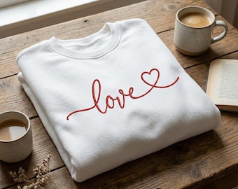 Love Script Heart Embroidery Design Continuous Line Valentine Wedding Decor