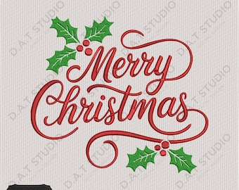 Merry Christmas Embroidery Design Holiday Script