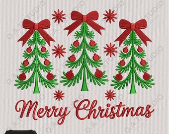 Merry Christmas Tree Embroidery Design