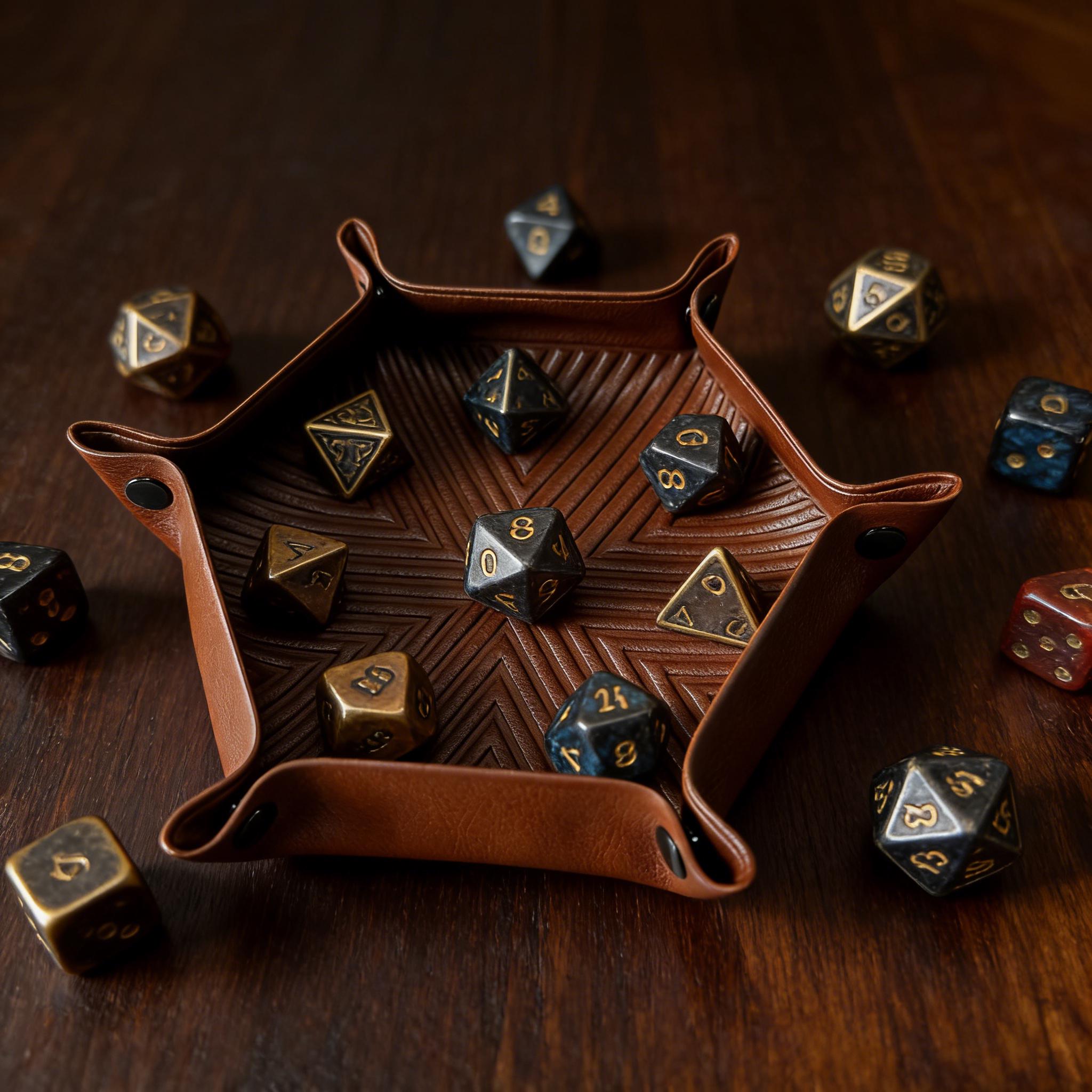 Vassoio Portadadi Esagonali In PU E Velluto, Pieghevole A Rotolo Per Giochi D&D.