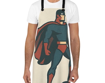 Superhero BBQ Apron for Men, Funny Dad Grilling Apron