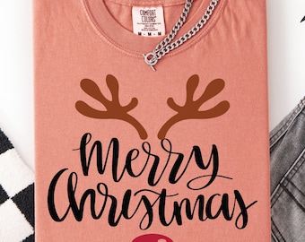 Rudolph Reindeer, Red Nose Reindeer, Merry Christmas Comfort Colors  T-Shirt