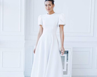 Elegant White Midi Dress • Special Occasion Outfit