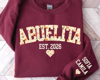 Custom Abuelita Sweatshirt, Dia de las Madres, Abuelita Shirt, New Grandma Gift, Abuelita Gift, Baby Announcement, 70th Birthday