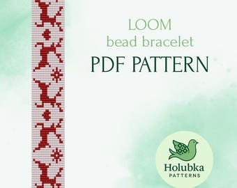 Reindeer Christmas Bracelet: Bead Loom Pattern (Digital PDF)