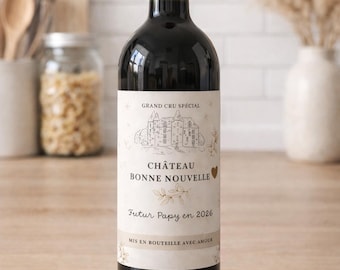 Etiquette pour bouteille de vin annonce de grossesse originale