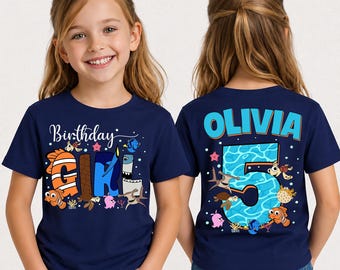 Personalized Finding Nemo Birthday Shirt for Boy Girl, Ocean Birthday Tee, Under the Sea Party Shirt, Custom Kids Birthday Outfit
