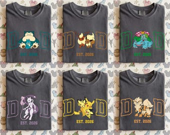 Custom PokaDad Comfort Colors Shirt, Personalized Anime Dad Graphic Tee, Anime Father’s Day Gift, Pocket Monster Shirt, Custom Dad Tee Gift
