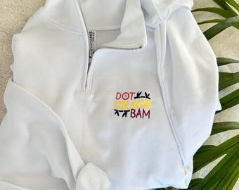 Mahjong Embroidered Quarter Zip, Dot Crack Bam Half Zip Sweatshirt, Cozy Tile Game Night Pullover, Cute Aesthetic Mothers Day Birthday Gift