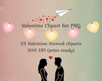 Valentine Clipart Set PNG, Romantic Love Illustrations, Valentine’s Day Graphics