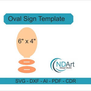 Oval Sign Template SVG, Laser Cut Design for Wedding Stands, Standing Sign Base, Social Media Sign, Business Sign, Table Sign, dxf, pdf
