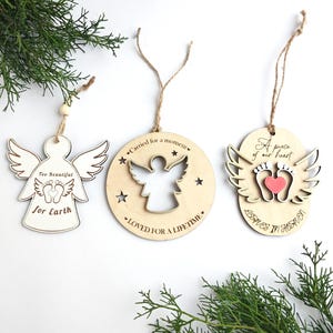 Laser File Baby Memorial Ornament Bundle - Angel Wings Template - Infant Loss Christmas Remembrance