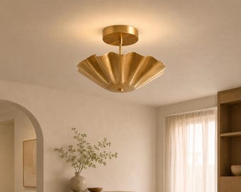 Plafonnier Mid-Century en Laiton Moderne | Lustre Spoutnik | Luminaire vintage en laiton pour cuisine et chambre