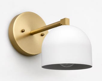 Applique murale moderne en laiton | Luminaire pour meuble-lavabo Mid-Century | Éclairage de salle de bain
