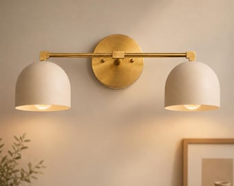 Applique demi-boule moderne en laiton | Luminaire pour meuble-lavabo Mid-Century | Éclairage de salle de bain