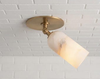 Plafonnier en laiton fait main, spot réglable en albâtre, éclairage minimaliste moderne
