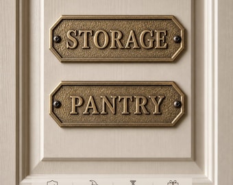 Personalized Custom Brass Door Sign – Custom Name Plate, Vintage Metal Room Sign, Luxury Office Kitchen  Plaque, Custom Text Door Decor