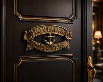 Letrero de latón macizo para la puerta del camarote del capitán, placa náutica para puerta, letrero para la cabina del capitán, decoración para casa de playa, regalo de arte mural marino