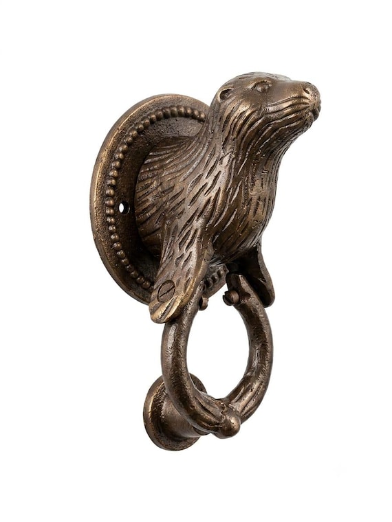 Antique  Seal Door Knocker, Nautical Animal Door Hardware, Vintage Coastal Entry Door Knocker, Rustic Home Decor