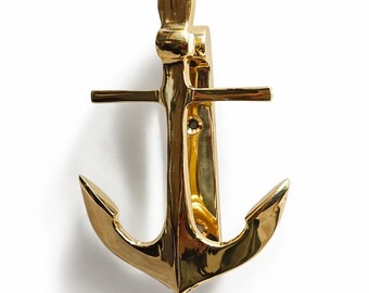 Solid Brass Anchor Door Knocker, Nautical Door Knocker, Marine Style Front Door Decor, Coastal Home Hardware, Heavy Brass Entry Knocker