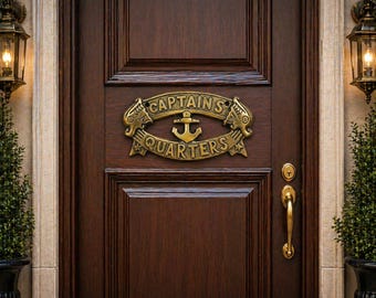 Premium-Türschild “Captain’s Quarters” – Nautisches Wandschild – Vintage-Marine-Typenschild – Luxus-Dekor für Eingangsbereich, aus massivem Messing